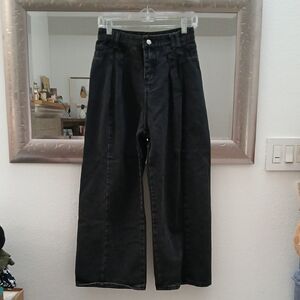 Black Wide Leg Flare Jeans High Waisted